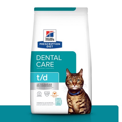 Hill s Prescription Diet t d Dental Care Chicken Flavour Dry Cat Food Dry 9.1 kg bag www.pawsco